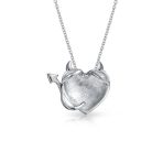 Whimsical Devil Horns Heart Shape Pendant Necklace .925 Sterling Silver - Image 2