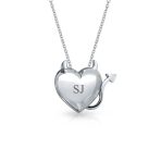Whimsical Devil Horns Heart Shape Pendant Necklace .925 Sterling Silver - Image 5