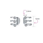 Minimalist Geometric CZ Bezel Triple Band Ear Cuff Cartilage Earrings Silver - Image 5