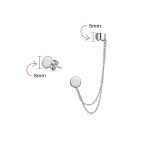 Flat Circle Disc Clip On Double Chain Band Wrap Ear Cuff Stud Earring Set Gold Plated - Image 5