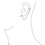 Flat Circle Disc Clip On Double Chain Band Wrap Ear Cuff Stud Earring Set Gold Plated - Image 3