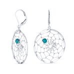 Turquoise Dangle Dream Catcher Gemstone Earrings Leverback