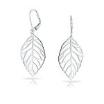 Tribal Boho Lightweight Leaf Feather Dangle Earrings  Sterling Silver Jewelry