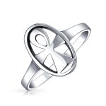Religious Eternal Key Of Life Ankh Cross Silver Ring Sterling Signet .925 Sterling Silver