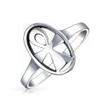 Religious Eternal Key Of Life Ankh Cross Silver Ring Sterling Signet .925 Sterling Silver - Image 2
