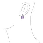Set of 2 Art Deco Multicolor Square CZ Dangle Chandelier Earrings Silver Plated - Image 9
