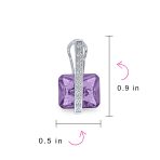 Set of 2 Art Deco Multicolor Square CZ Dangle Chandelier Earrings Silver Plated - Image 13