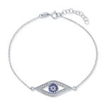 Delicate Protect Evil Eye Charm Bracelet CZ Rose Gold Plated .925 Silver