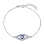 Delicate Protect Evil Eye Charm Bracelet CZ Rose Gold Plated .925 Silver