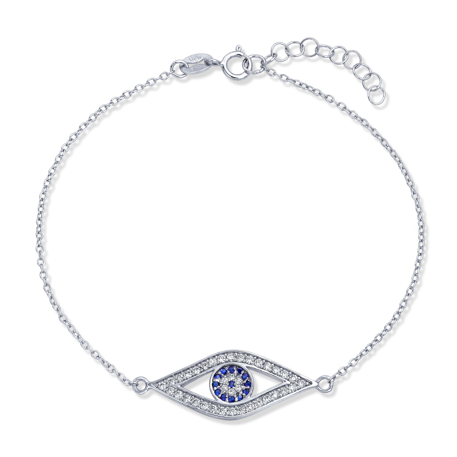 sterling-silver-evil-eye-bracelet_bs-elvc-s-az_1 Delicate Protect Evil Eye Charm Bracelet CZ Rose Gold Plated .925 Silver - Image 1