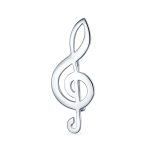 Large Classic Musician Treble G Clef Music Note Brooch Pin Sterling Silver
