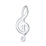Large Classic Musician Treble G Clef Music Note Brooch Pin Sterling Silver