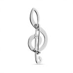 Large Classic Musician Treble G Clef Music Note Brooch Pin Sterling Silver - Image 2
