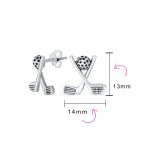 Set of 2 Golf Ball & Club Dangle and Stud Earrings Oxidized Sterling Silver - Image 6