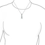 Solitaire CZ Round Graduated Pendant Necklace Sterling Silver Journey Bar Design - Image 3