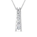 Solitaire CZ Round Graduated Pendant Necklace Sterling Silver Journey Bar Design - Image 2