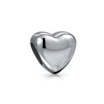 Simple Puff Heart Bead Charm Sterling Silver for European Bracelet