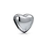 Simple Puff Heart Bead Charm Sterling Silver for European Bracelet