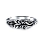 Southwestern Boho Feather Leaf Band Silver Ring Oxidized Sterling Jewelry - Image 6