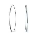 Delicate Minimalist Modern Long Thin Linear Threader Earrings Sterling Silver