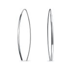 Delicate Minimalist Modern Long Thin Linear Threader Earrings Sterling Silver