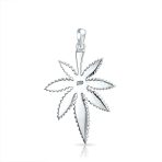 Rainbow Abalone Marijuana Leaf Necklace & Earrings Jewelry Set Sterling Silver - Image 4