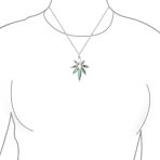 Large Rainbow Abalone Shell Inlay Marijuana Leaf Dangle Pendant Necklace Sterling Silver With Chain - Image 3