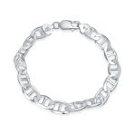 Heavy Solid .925 Sterling Silver 9MM Anchor Link Mariner Chain Bracelet 7.5 Inch - Image 2