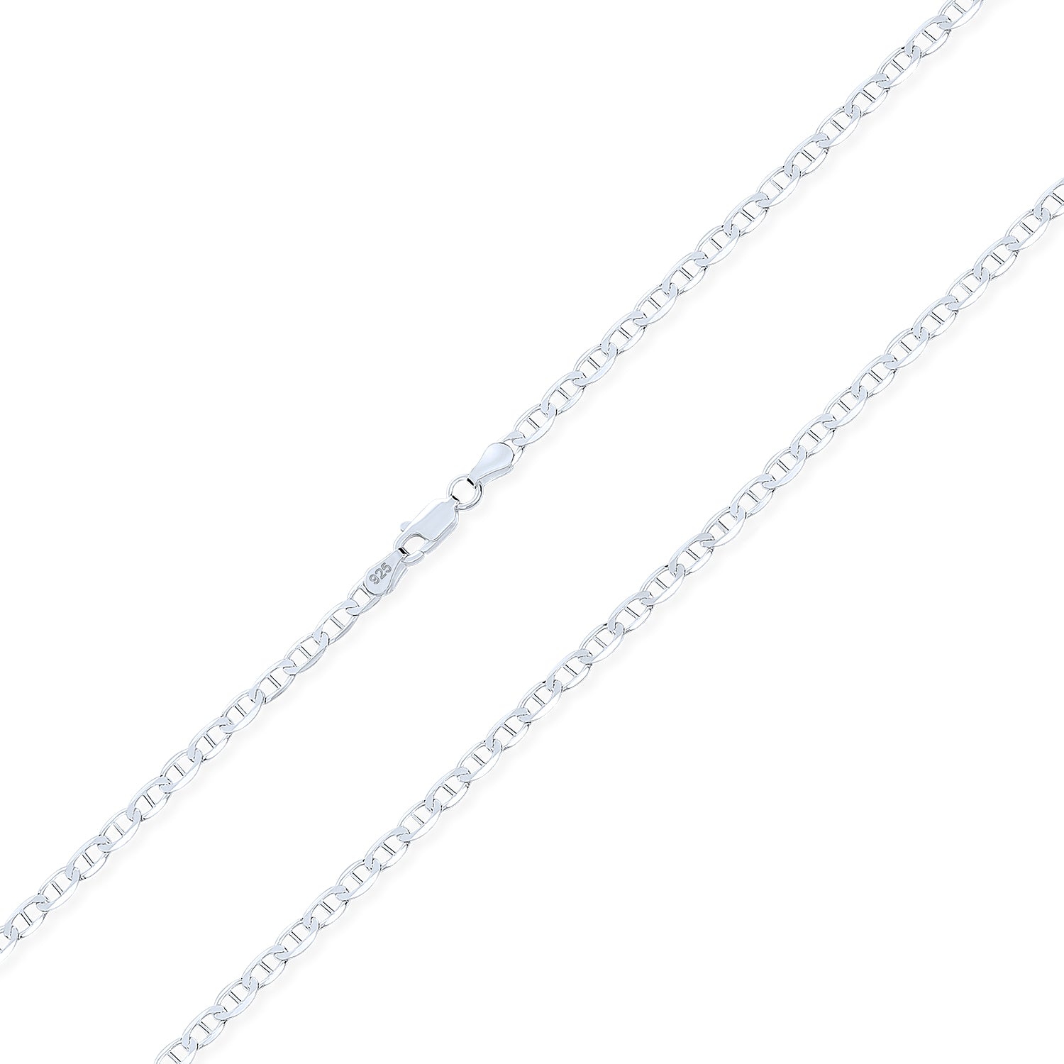 sterling-silver-mariner-anchor-chain_sstr-080italian_121 Men's Solid Heavy .925 Sterling Silver 4MM Anchor Mariner Chain Link Necklace 16" - Image 1