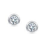 Bridal Prom Round CZ Tennis Bolo Bracelet & Solitaire Stud Earrings Jewelry Set - Image 6