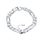 Thick Heavy  Sterling Silver Figaro Chain Link Bracelet 9MM - Image 3