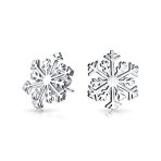 Classic Snowflake Stud Earrings Polished Sterling Silver for Christmas Parties - Image 2
