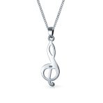 Singer Musician Treble Clef Music Note Pendant Necklace .925 Sterling Silver - Image 3