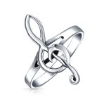 Musicians Treble Clef Music Note Signet Ring Oxidized .925 Sterling Silver