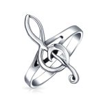 Musicians Treble Clef Music Note Signet Ring Oxidized .925 Sterling Silver
