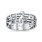 Musician Student Teacher Treble Clef Note Music Band Ring Oxidized .925 Sterling Silver - Image 10