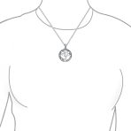 Round Sanskrit Aum Om Pendant Necklace in Oxidized Sterling Silver - Image 2