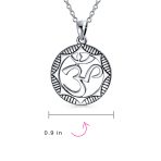Round Sanskrit Aum Om Pendant Necklace in Oxidized Sterling Silver - Image 3