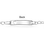Delicate Petite Heart Blank Name Identification ID Bracelet .925 Sterling Silver 6" - Image 4