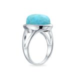 Oval Cabochon Moonstone Silver Ring with Split Shank Boho Statement Design - Image 9