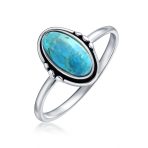 Western Boho Silver Ring with Oval Cabochon Gemstone and Thin Band - Image 2