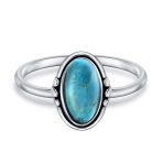 Western Boho Silver Ring with Oval Cabochon Gemstone and Thin Band - Image 13