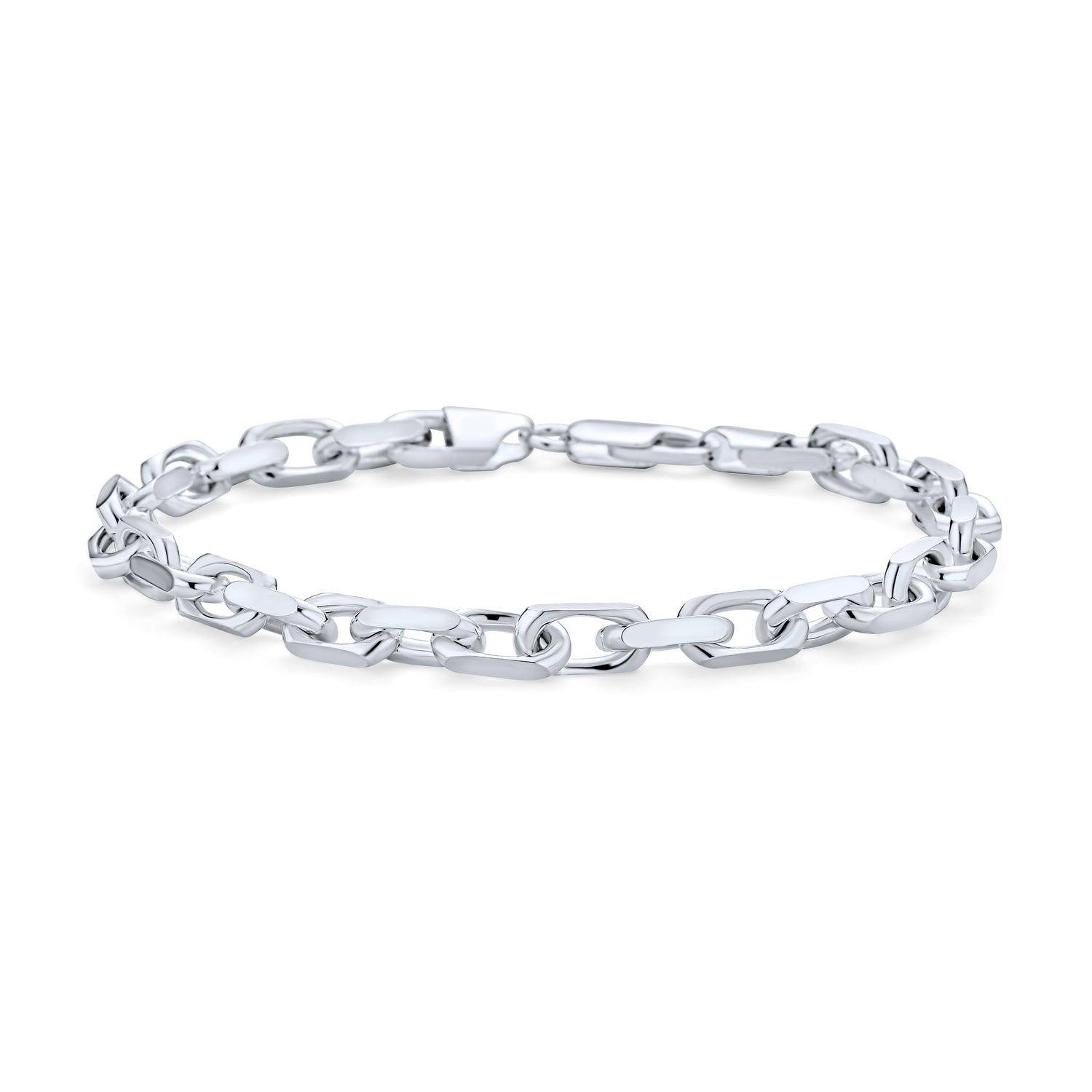 sterling-silver-paper-clip-bracelet_chy-forzata120-85_2 Solid Heavy .925 Sterling Silver Forzata Nautical Anchor Chain Link Bracelet 8.5" - Image 1