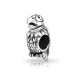 Polly Tropical Parrot Charm Bead Oxidized Sterling Silver for European Bracelets