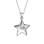 Patriotic Celestial Rock Star Dangling Puff Star Pendant Necklace Sterling Silver - Image 2