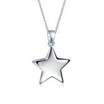 Patriotic Celestial Rock Star Dangling Puff Star Pendant Necklace Sterling Silver