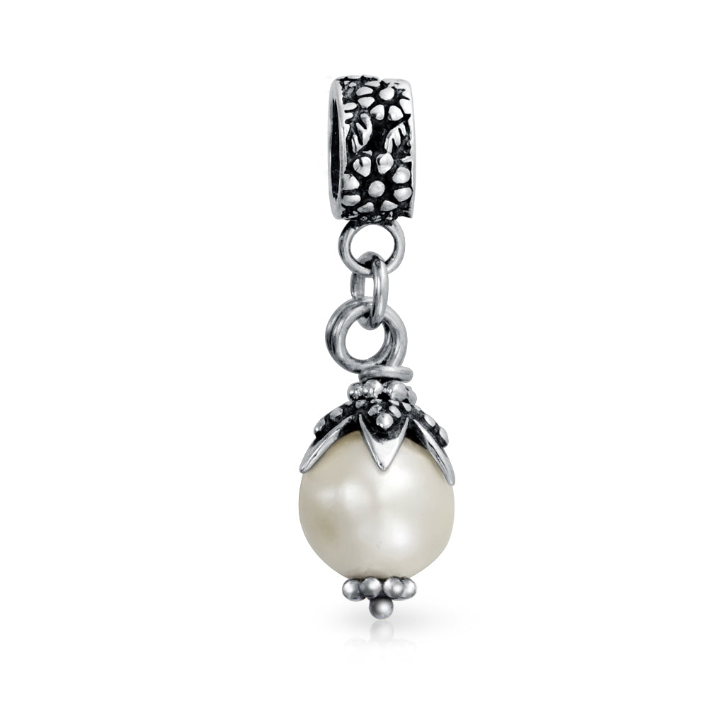 sterling-silver-pearl-dangle-bead_pbx-uec-2-15-az_1 Leaf Cap Pearl Dangle Charm Bead in Sterling Silver for European Bracelets - Image 1