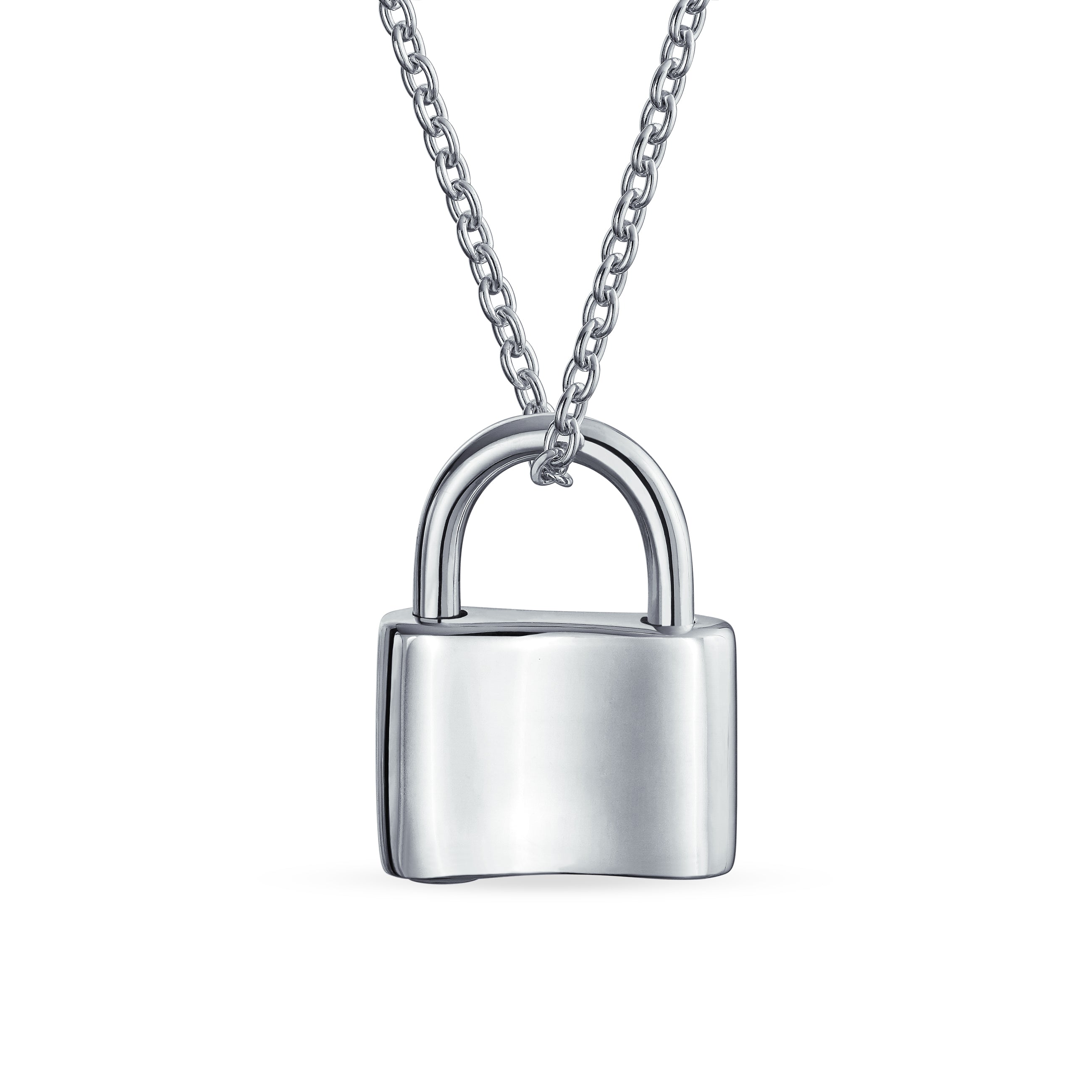 sterling-silver-personalized-alphabet-lock-af-lockpend-16-01_b5baaab6-74dd-4fb1-b85e-0a7dc34c5cd4 Functional Lock Pendant Charm Lovers Padlock Necklace Gold Plated Silver 16 Inch - Image 1