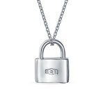 Functional Lock Pendant Charm Lovers Padlock Necklace Gold Plated Silver 16 Inch - Image 54