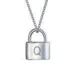 Monogram Lovers Padlock Pendant Necklace Gold Plated 16 Inch - Image 17